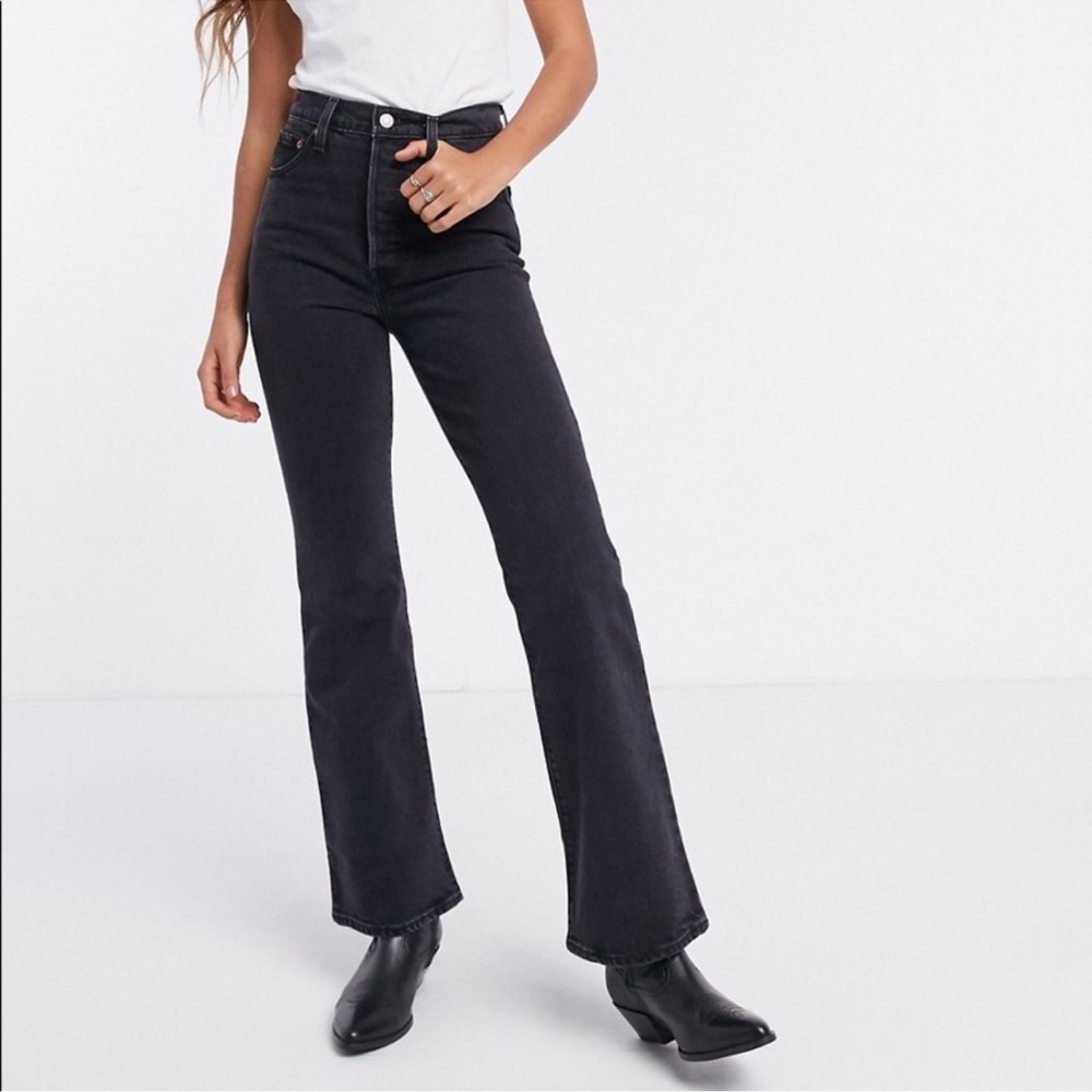 NWT Levi’s Ribcage Straight Ankle Jeans Black Stretch Women’s 29x27 High Rise 29